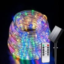 66FT 200 LED 4-Color Solar Rope Lights - Multicolor Outdoor String Lights with Remote & 8 Modes, Waterproof Tube for Garden, Patio, Party