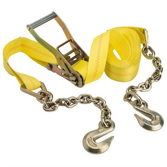 Keeper 04650 27 Ft. x 2 In. Ratchet Tie Down Strap w/ Chain Ends and Grab Hook