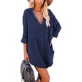 thumbnail image 2 of Borke Women's Long Sleeve Button Down Tunic Dresses with Pockets, 2 of 5