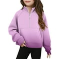 thumbnail image 2 of SGFCWSX Girls Fleece Pullover Gradient Zipper Sweatshirt Kids Thermal Sweatshirts Pink Size 7 Years, 2 of 5
