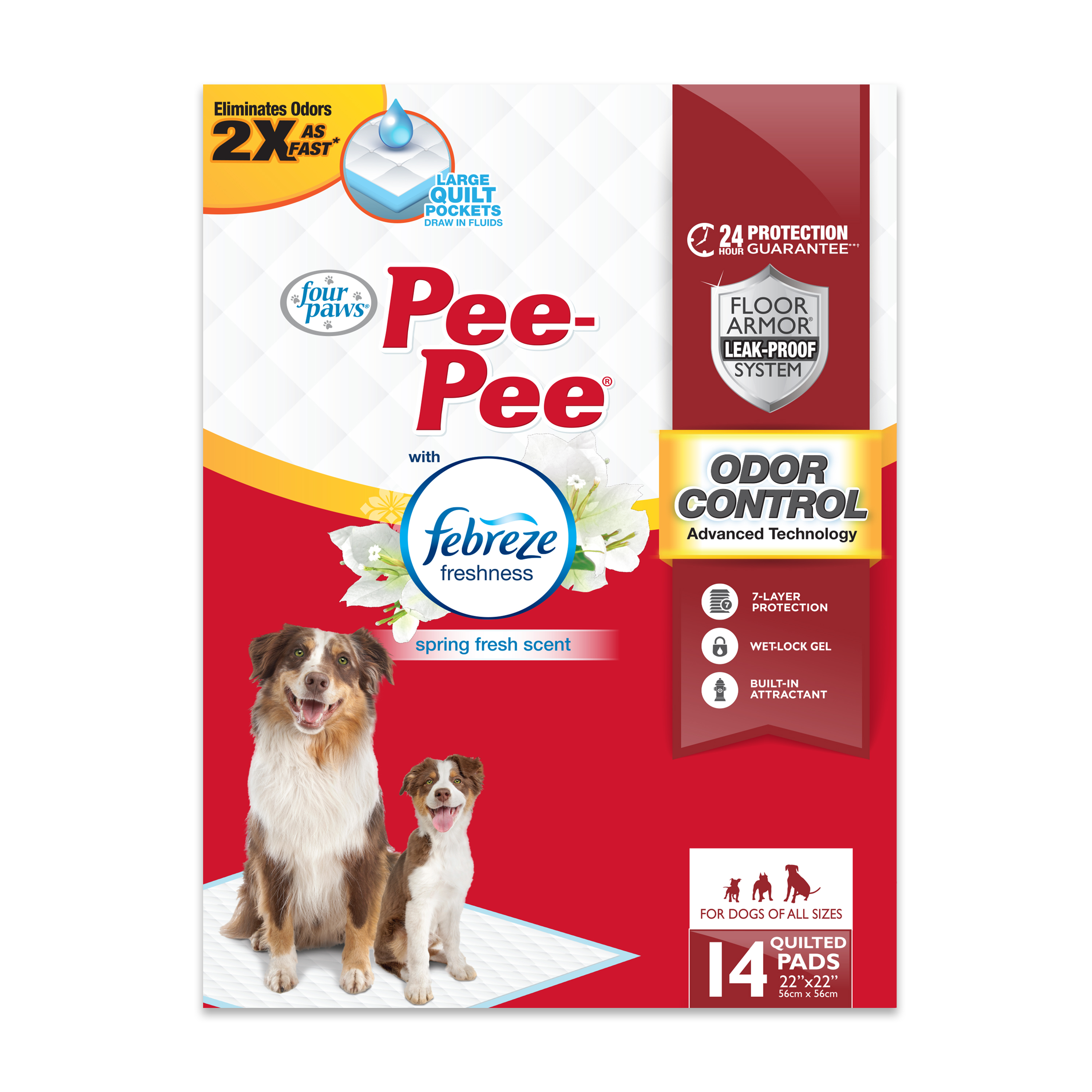 Four Paws PeePee Odor Control Dog Training Pads with Frebreze