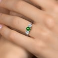 thumbnail image 4 of Gem Stone King 925 Sterling Silver Green Created Emerald and Lab Grown Diamond Engagement Ring for Women | 2.00 Cttw | Round 6MM | Gemstone May Birthstone | Size 5, 4 of 6