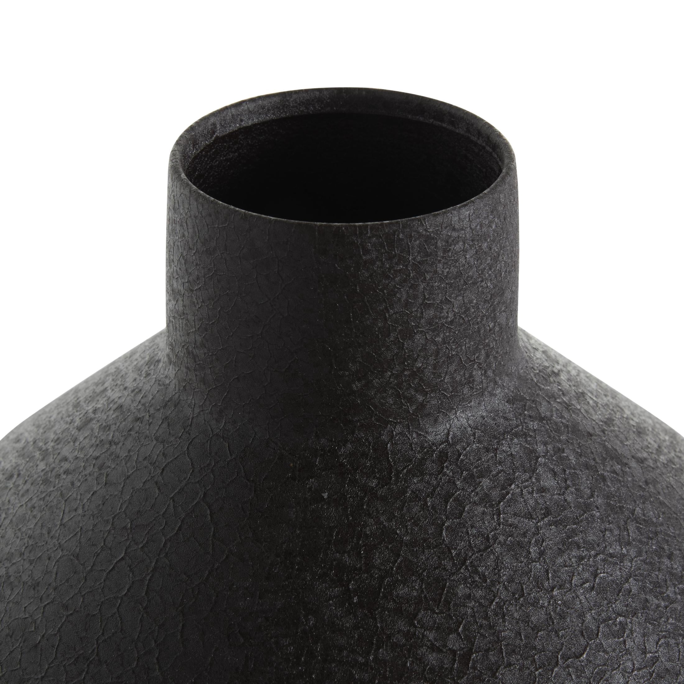 DecMode 20", 16"H Textured Tapered Black Metal Vase, Set of 2