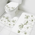 thumbnail image 3 of Sage Green Flowers Bath Mat 3 Piece Bathroom Rug Set, Watercolor Retro White Floral Leaves Non Slip Bath Rug Contour Mat and Toilet Lid Cover, Absorbent Shower Mats Soft Bath Rugs and Mats Sets, 3 of 8