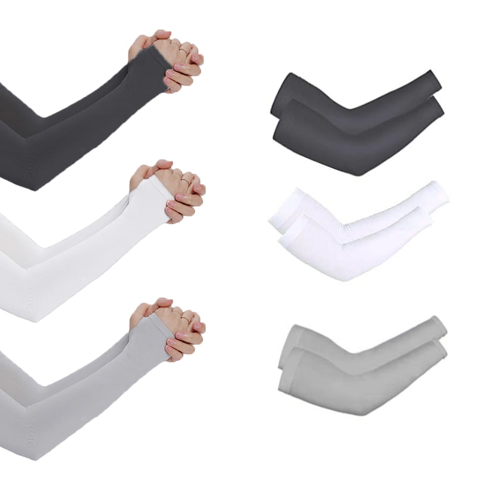 Abcsea 4PCS Arm Sleeves With Hand Cover With Thumb Holes Sunproof Anti-UV Driving Outdoor Arm Sleeves Oversleeves Cover Protection Warmer Random colors