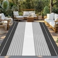 thumbnail image 3 of Fsddascl Black Grey Stripe Outdoor Rug for Patio/Deck/Porch, Non-Slip Large Area Rug 4 x 6 Ft, Modern Art Horizontal Striped Indoor Outdoor Rugs Washable Area Rugs, Reversible Camping Rug Carpet, 3 of 5