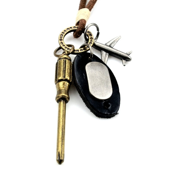 Fashion Jewelry Men Unique Screwdriver Airplane Charm Pendant Necklace