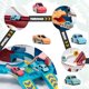 thumbnail image 3 of Juguetes de pista de carreras para niños, coche de aventura, juguete, dinosaurio, escalada, colinas, vagón con 4 coches, vehículos coloridos, juego de construcción, 3 of 5
