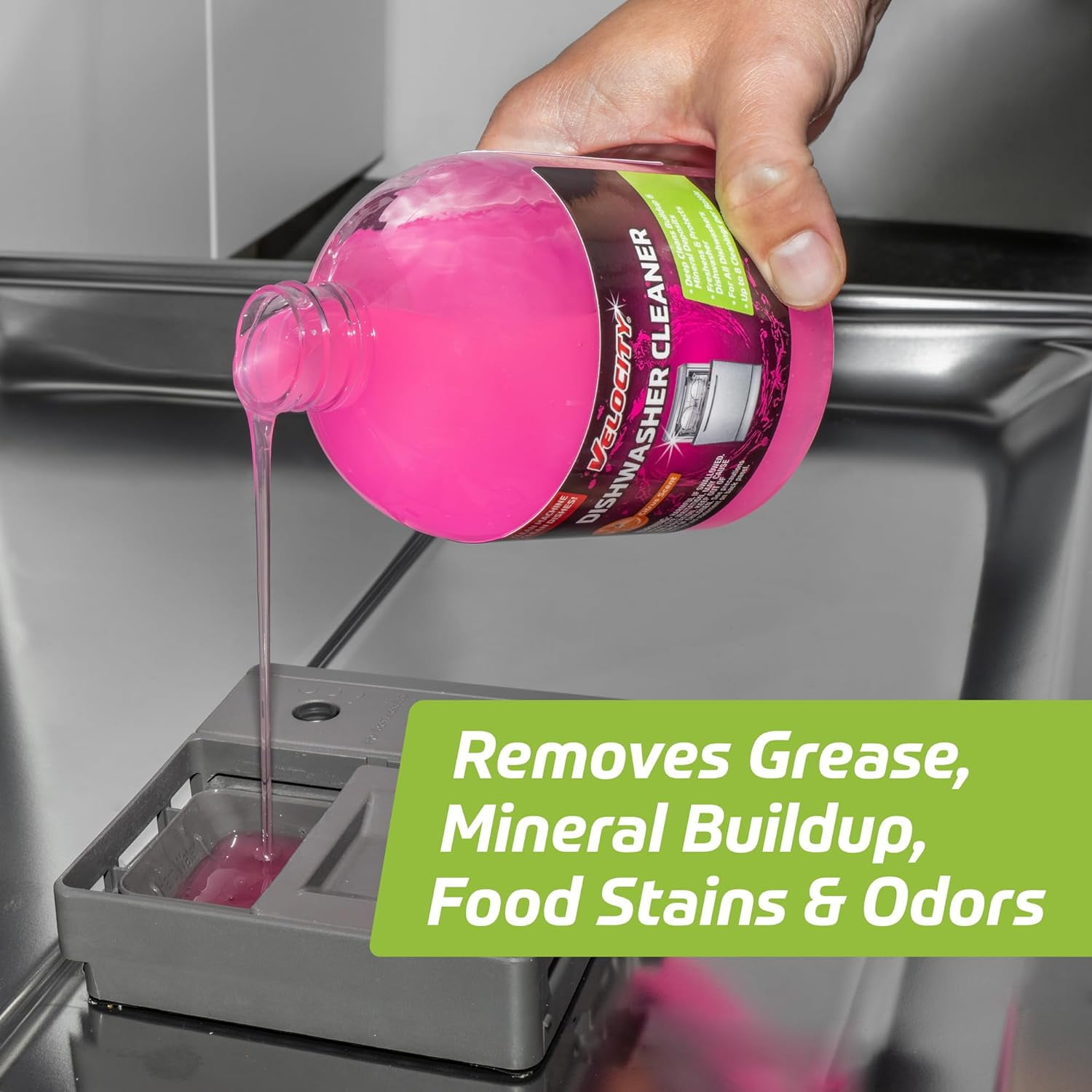 Dishwasher Cleaner and Deodorizer – 8 Uses Per Bottle. Dishwasher Cleaner and Descaler Deodorizes Interior for Sparkling Dishes, Freshens Machine & Neutralizes Odor