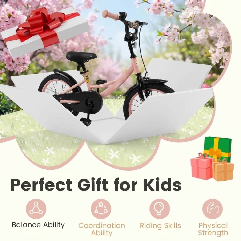 Redsmile 12 Inch Kids Bike for Boys Girls Ages 3-8, Adjustable Toddler Bicycle with Removable Training Wheels, Handbrake and Coaster Brake, 145 lb Kids Bike, Pink