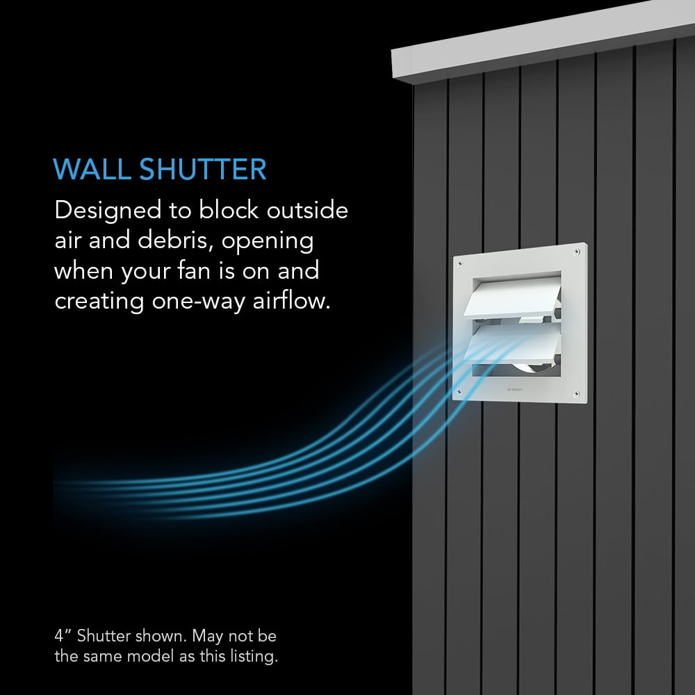 AC Infinity Wall Mount Duct Shutter, 6” Outdoor Louver Gable Vent Hood for Home Attic Grow Tent HVAC Systems