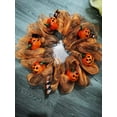 thumbnail image 6 of Kezqiaxn Halloween Door Decorations Fall Wreath Halloween Front Door Wreaths Welcome Sign for Front Door Hanging Pumpkin Mesh Garland Wreath Sign 40x40cm, 6 of 6
