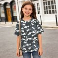 thumbnail image 4 of Girls Soft Stretchy Tie Dye T-Shirt Gray Loose Fit Brushstroke Print Short Sleeve Tee for Ages 6-14,Size 6 T, 4 of 9