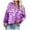 Purple, variant on ICHUANYI 2023 Womens Tie dye Shirts Lapel Button Down Long Batwing Sleeve Blouses V Neck Casual Loose Tops