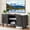 1-black-51in, variant on 51" Fluted TV Stand, Mid-Century Entertainment Center for 60" TVs with Drawers & Sliding Doors, Curved Media Console