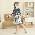 thumbnail image 4 of FORMRS Niños Bathrobe Unisex Hooded Robe Soft Plush Pajamas Sleepwear, Size 4-6T, Green Snowmen, 4 of 7