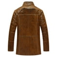 thumbnail image 2 of FLAVOR Men's Leather Jacket (Pigskin Leather)Vintage Standing Collar Brown Winter Coat (X-Large, Brown), 2 of 6