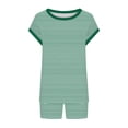thumbnail image 4 of Women Two Piece Short Sets,Two Piece Shorts Sets for Women Vacation Trendy Lounge Sets Crew Neck Matching Sets Cap Sleeve Suits, 4 of 5
