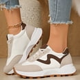thumbnail image 3 of Rokment Womens Vintage Platform Fashion Sneakers Trendy Casual Color Block Suede Skate Shoes Comfortable Running Walking Tennis Non Slip Work Footwear Brown Size 6.5, 3 of 6