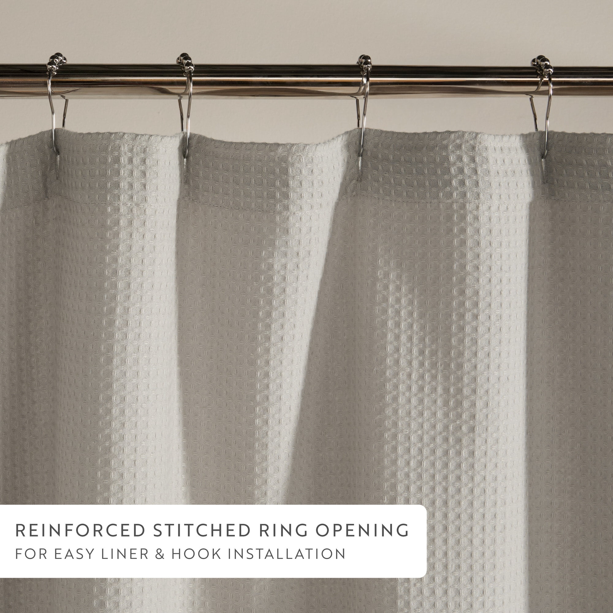 Cotton Blend Waffle Shower Curtain by Comfort Canopy, 72" x 72", Light Gray