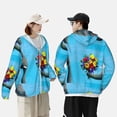 thumbnail image 3 of Rocae Elephant Trunk Couple Flowers Print Breathable Sun Protection Hoodie Quick-Dry Lightweight Long Sleeve Hoodie Unisex Running Sports Shirt 3X-Large, 3 of 9