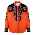 thumbnail image 2 of Boys Tshirts Lapel Cartoon Print Long Sleeve Button Down Shirt for Denim Boys' Tops Tees Shirts Orange 4 Years-5 Years, 2 of 4