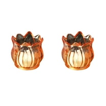 dajkiuy Glass Tea Light Votive Candle Holders Set of 2, Crystal Tealight Holders for Wedding, Birthday Party, Home Table Centerpiece Decor (Coffeer, Liliaceous Shape)