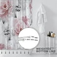 thumbnail image 4 of Cortinas de ducha con flores rosas y hojas grises, diseño floral de rosas en acuarela, modernas y minimalistas, tela impermeable con 12 ganchos, 182 x 182 cm., 4 of 6