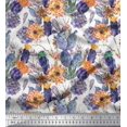 thumbnail image 1 of Soimoi Orange Polyester Crepe Fabric Feather,Cactus & Floral Print Sewing Fabric BTY 52 Inch Wide, 1 of 1