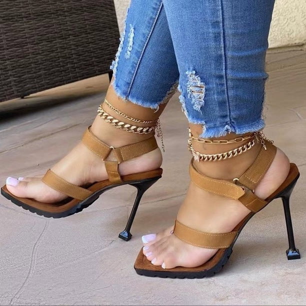 Sandalias de verano para mujer, chanclas informales para mujer, sandalias romanas finas de tacón alto Wmkox8yii nm9950