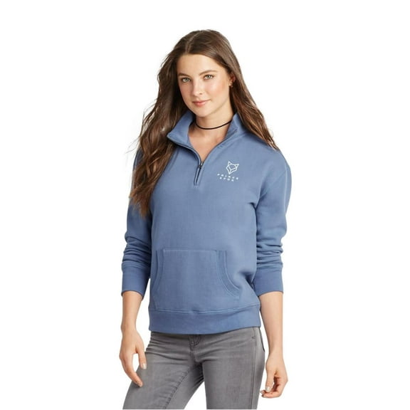 Aeropostale Womens Logo 1/4 Zip Sweatshirt, Blue, Juniors, X-Large