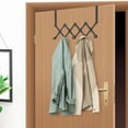 thumbnail image 2 of Skycase Over the Door Hooks,Retractable Stainless Steel Over the Door Hanger with 5 Hooks,Hanging Organizer for Coat,Hats,Clothes ,Towels,Black, 2 of 7