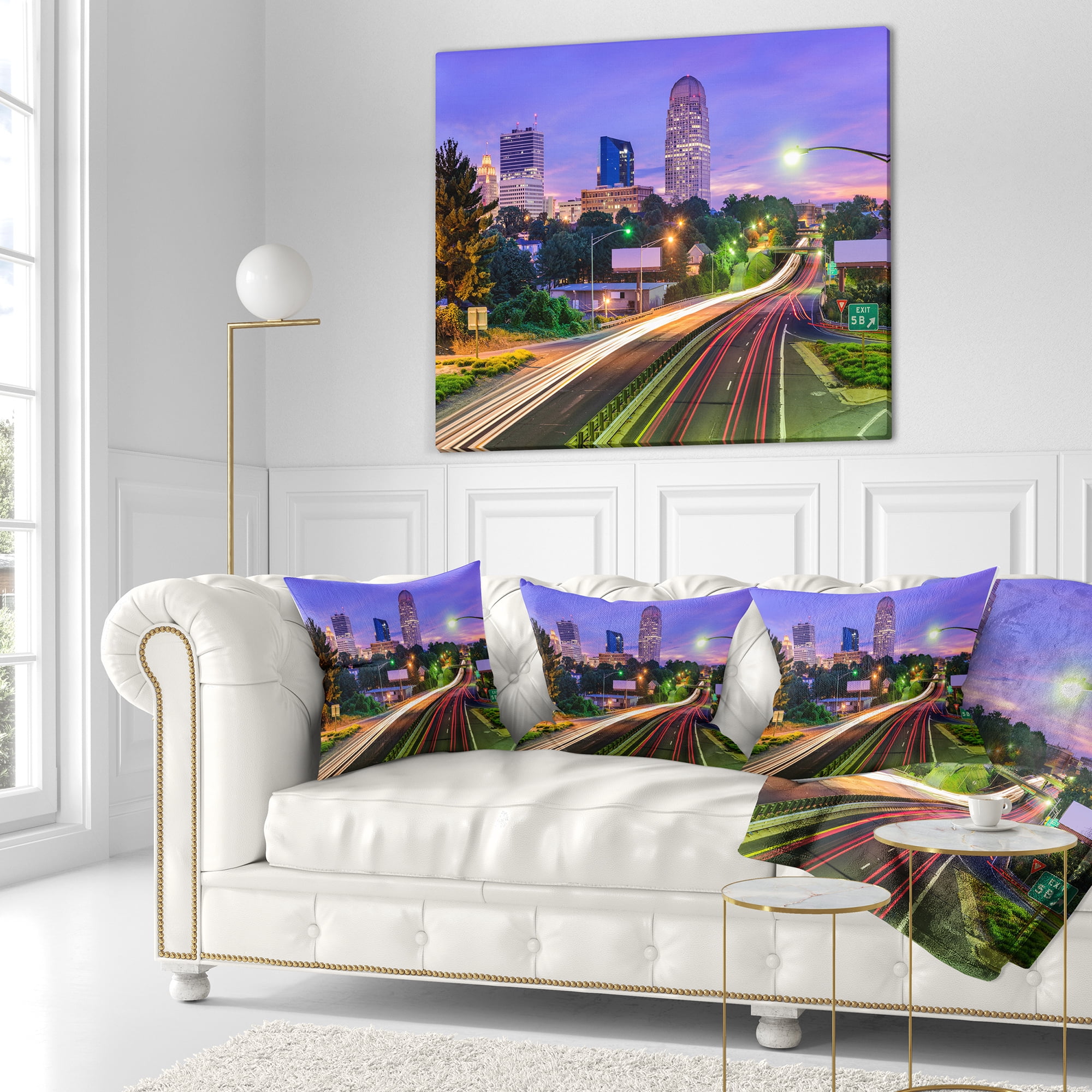 Designart Winston Salem North Carolina - Cityscape Throw Pillow - 16x16