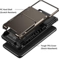 thumbnail image 3 of for Galaxy S21 Case Wallet 4-Card Flip Cover Credit Card Holder Slot Back Pocket Dual Layer Protective Hybrid Hard Shell Bumper Armor Case for Samsung S21 6.2 Gun Metal, 3 of 7