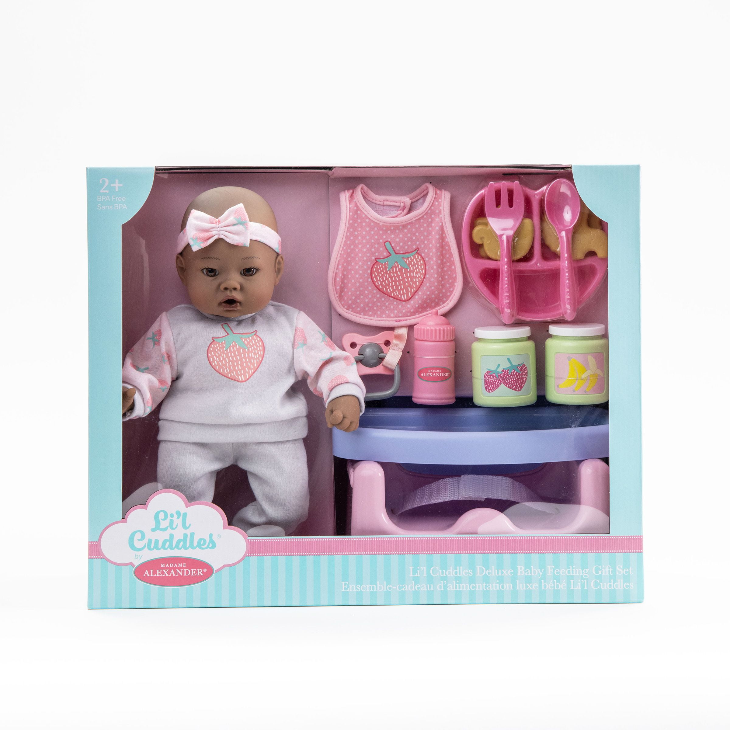 Madame Alexander 12 inch Dark Skin Tone Baby Doll Feeding Set