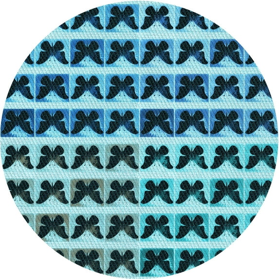 Ahgly Company Machine Washable Indoor Round Transitional Medium Teal Green Area Rugs, 5' Round