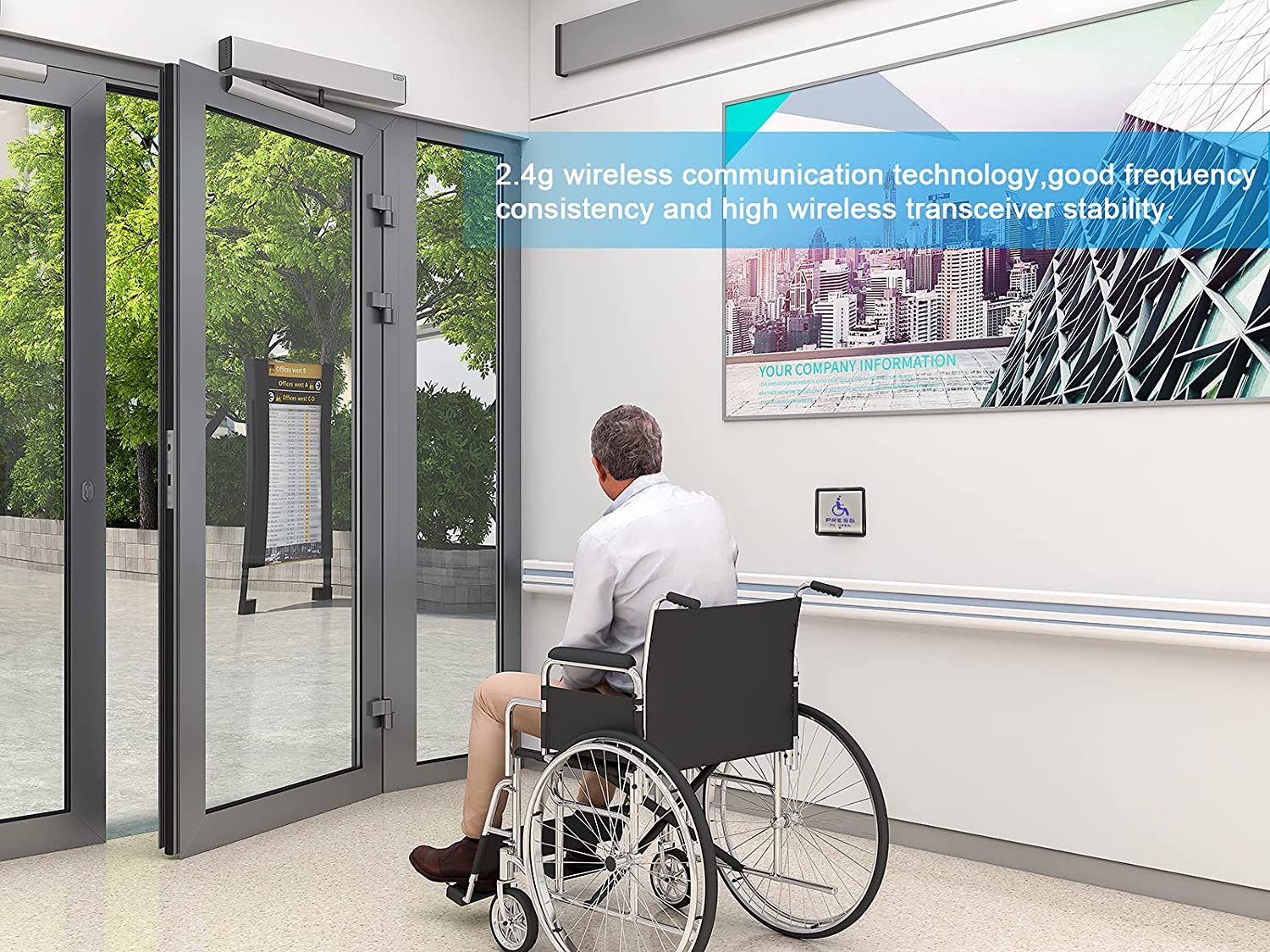 Olideauto Wireless Handicapped Door Opener,Electric Swing Door Opener with Handicap Push Switch,Black Color Olideauto Handicap Door Opener Contactless Wireless Door Opener with 2pcs T_並行輸入品