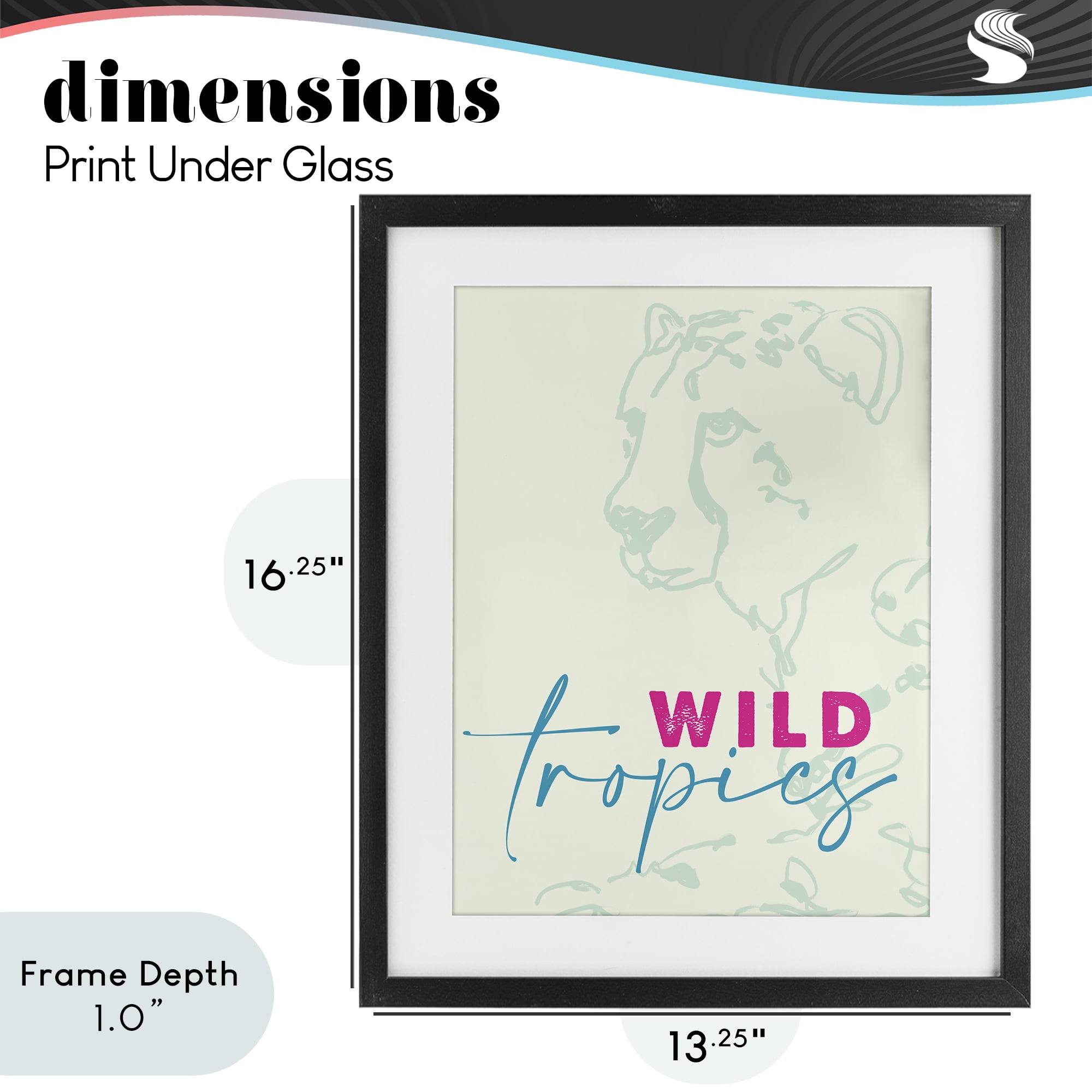 Stupell Industries Wild Tropics Cheetah Black Framed Print Under Glass, design by Lanie Loreth