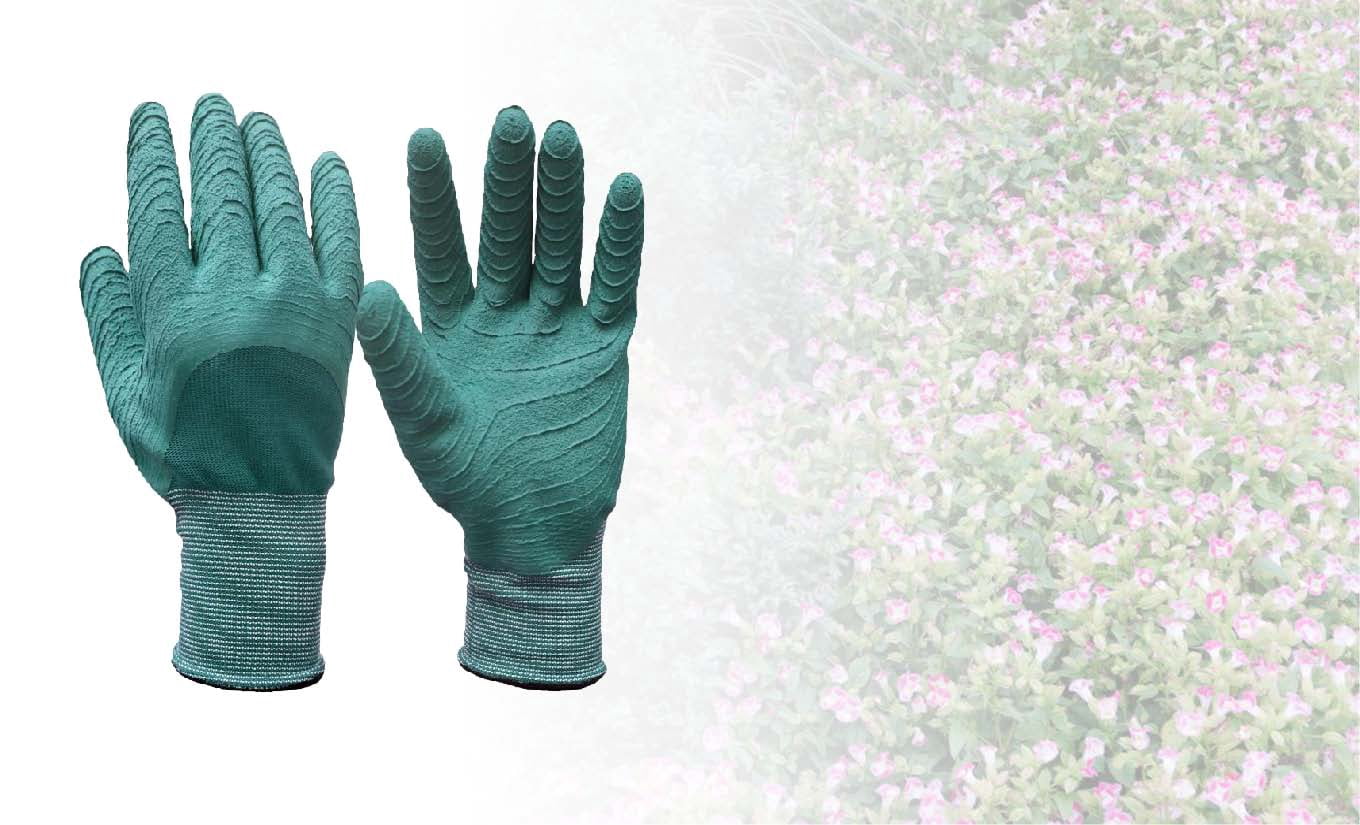 Expert Gardener Latex Ripple Grip Gloves,Size Small,Grassy Green Color