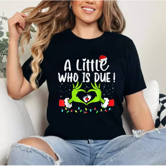 Holiday A Little One Is Due Cute Christmas Pregnancy Announcement Unisex T-Shirt up to size 5XL