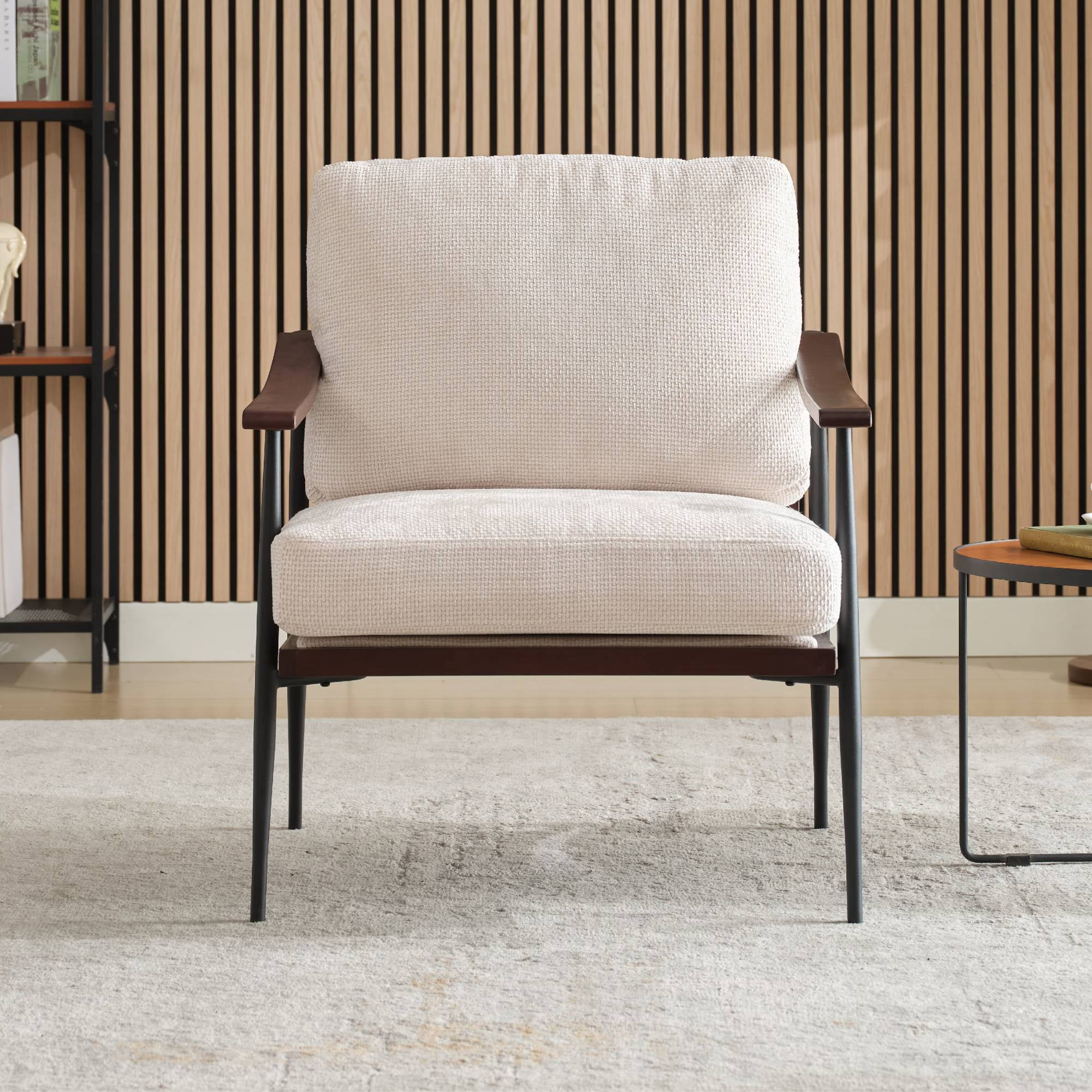 Modern Accent Chair for Living Room Mid Century Comfy Arm Chair Upholstered Office Chair Waiting Room Side Chair with Metal Frame