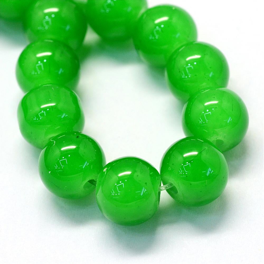 Baking Painted Imitation Jade Glass Round Bead Strands Green 6.5mm Hole: 1.5mm 135~140pcs/strand 31.8 inch