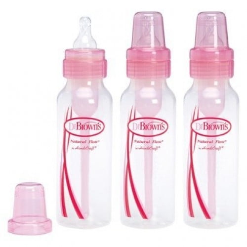 Dr. Brown's BPA Free Baby Bottles 8 Oz. Pink 3 Pack