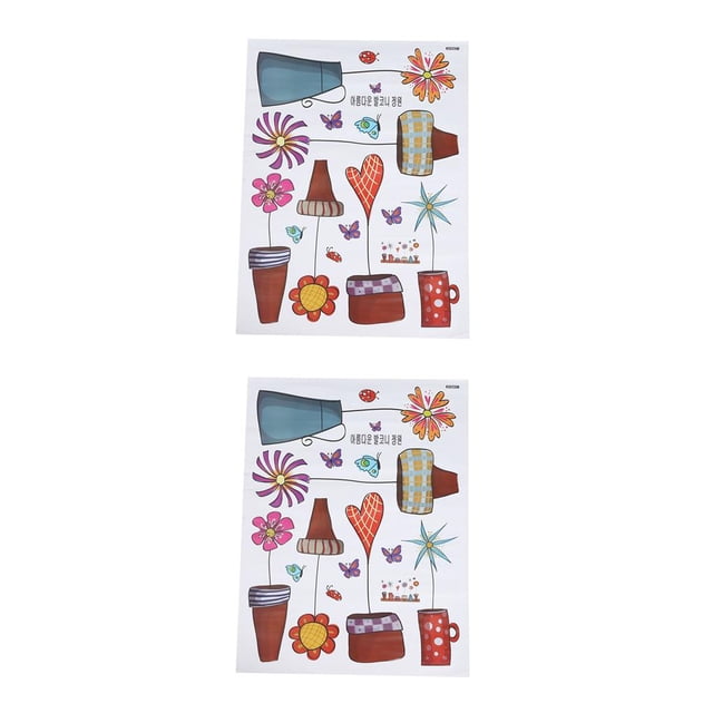 Injueey Potted Stickers Multicolor Self-adhesive Decal Wall Mural Paper Adorable Wallpaper Children Living Decor Background Room Type1 NO1