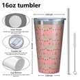 thumbnail image 4 of 16oz Tumblers Pink Christmas Tree Pattern Stainless Steel Vacuum Insulated Double Wall Travel Tumbler Cups Mug with Lid and Straw,Cleaning Brush for Coffee,Tea, 4 of 4