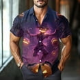 thumbnail image 2 of JGNGSHN Halloween Costumes for Men Short Sleeve Button Down Hawaiian Holiday Beach Shirts Colorful Funny Pumpkins Skull Print Tees Thanksgiving Shirt, 2 of 8