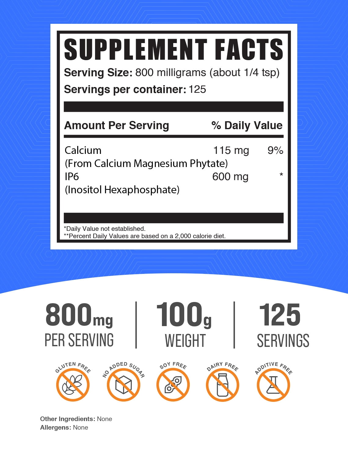 BulkSupplements IP6 (Inositol Hexaphosphate) Powder - 800mg per Serving - 100 Grams (3.5 oz) - 125 Servings