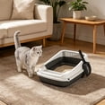 thumbnail image 3 of Semi Enclosed Cat Litter Box with Litter Shovel, Anti-Splash Pet Toilet Tray, Low Entry Spill Proof Litter Pan for Kittens, Easy Clean Plastic Cat Poop Basin for Indoor Potty Training Home Use, 3 of 6