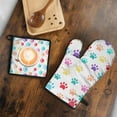 thumbnail image 5 of Colorful Dog Paw Footprint Kitchen Oven Mitt and Pot Holder Sets 2 Pcs for Baking, Cooking and Grilling, Heat Resistant Up To 392 °F, 5 of 7