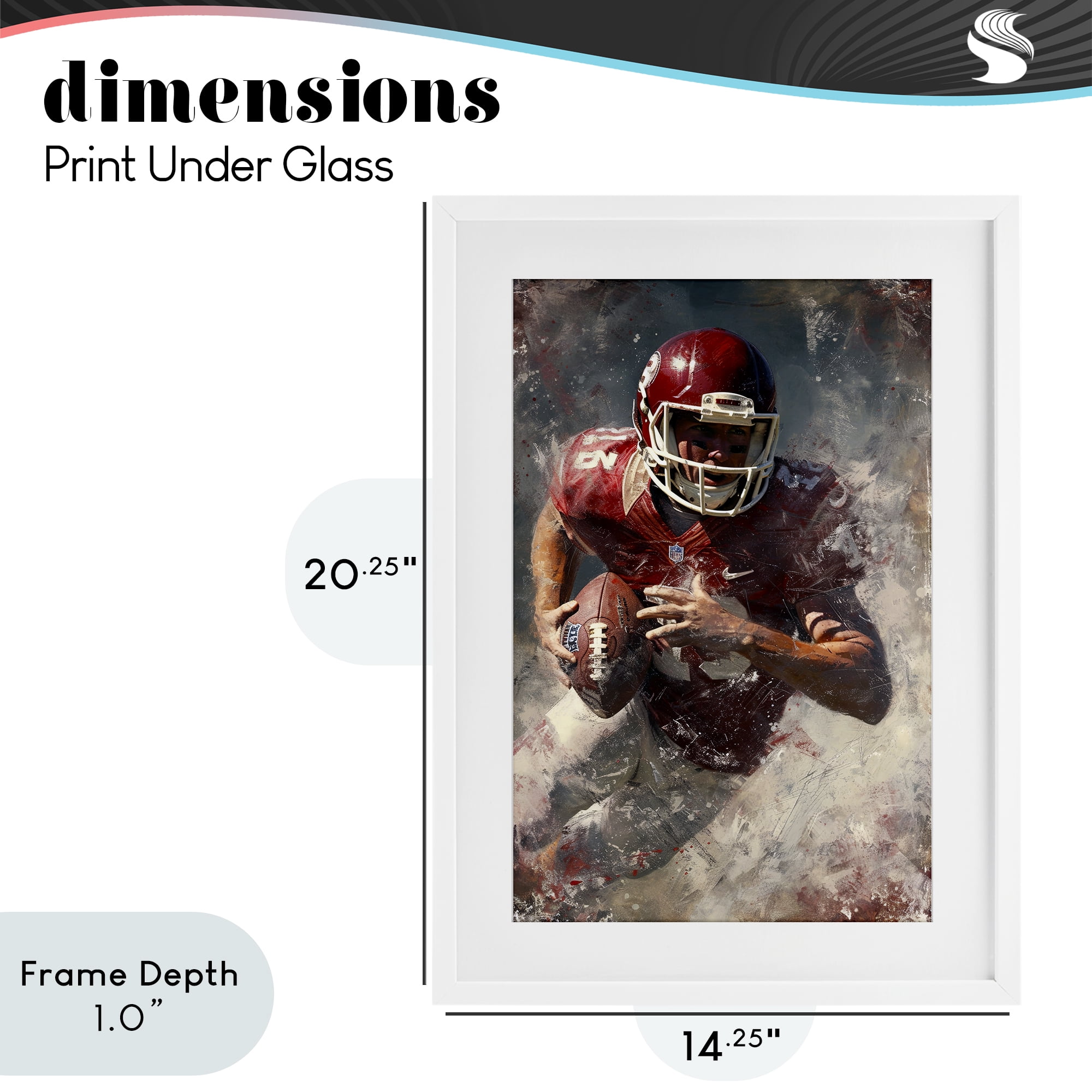 Stupell Industries Eye On The End Zone White Framed Print Under Glass, design by Ray Powers